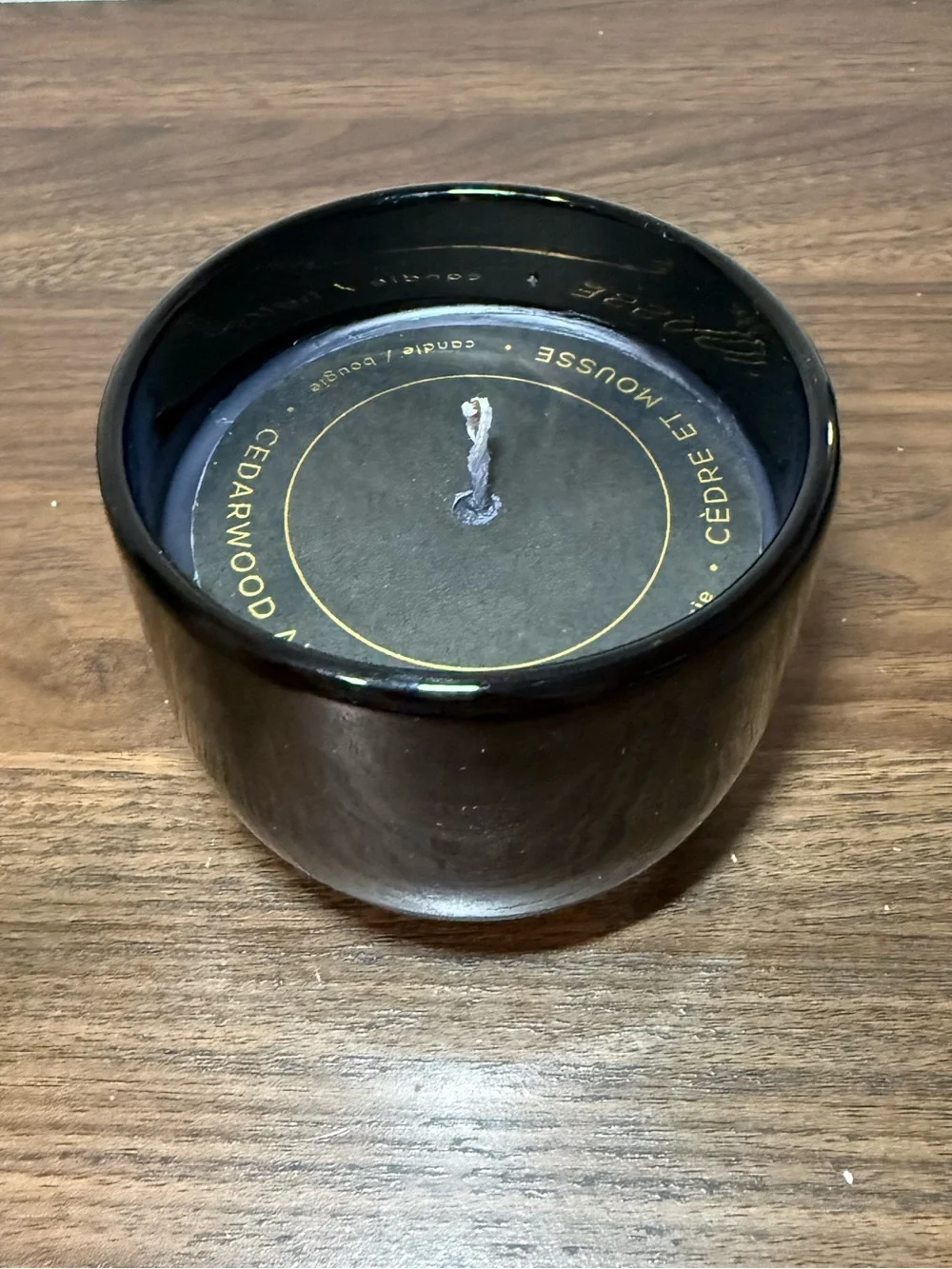 West Elm Two-Toned Black Glass Candle - Cedarwood Moss 7.4oz